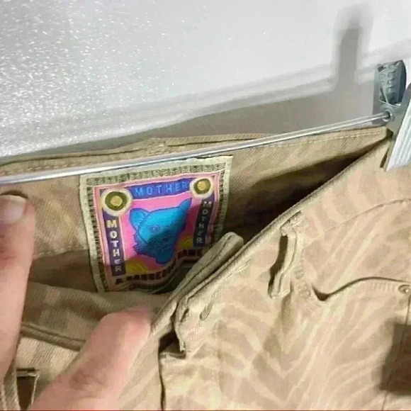 NEW MOTHER The Looker Ankle Fray Jeans Sweet Stripes Animal Print Denim Bohemian - Picture 7 of 10